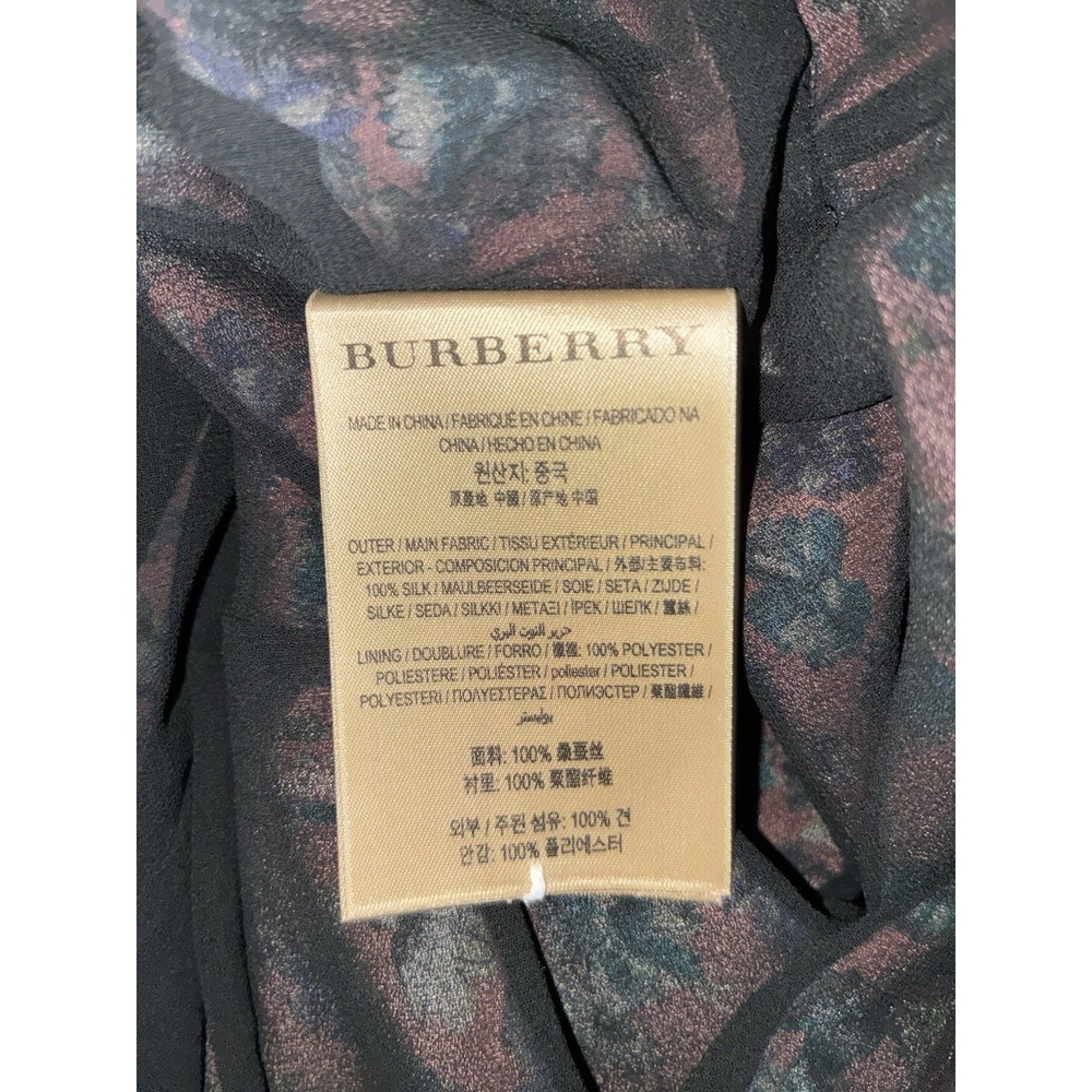 Burberry Dress Women's 8 Pale Rose Silk Floral Midi Boho Cottagecore Prairie NEW - Picture 13 of 16